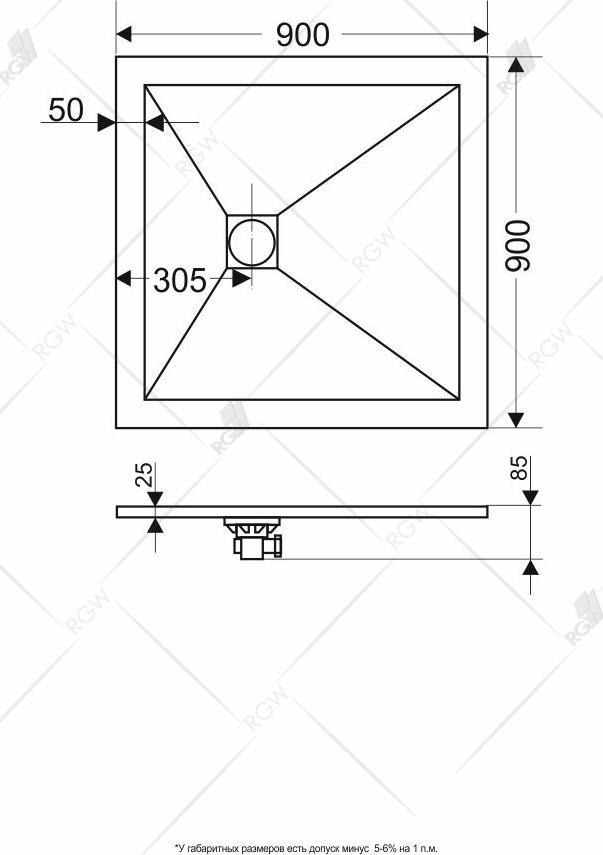 Душевой поддон RGW ST-G 16152099-02 90x90 см, графит