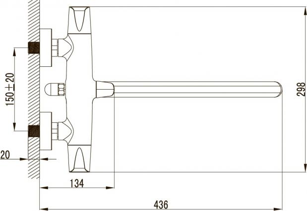 Смеситель KAISER Suer 46155+DN-027 для ванны с душем