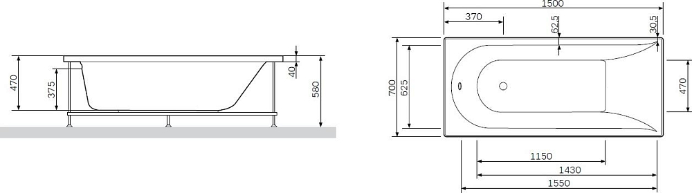 Каркас для ванны Am.Pm Spirit 150x70