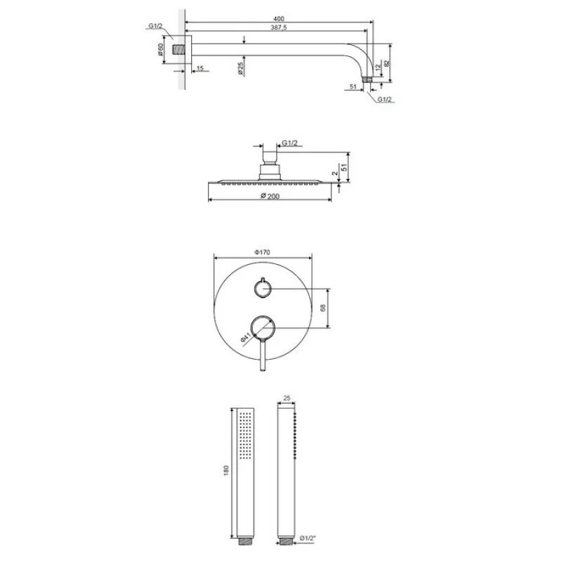 Душевая система Excellent Pi, белый матовый, AREX.SET.1245WH