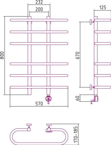 Полотенцесушитель электрический Сунержа Фурор 80x60 R