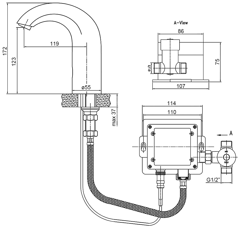 Смеситель для раковины Lemark Project LM4652CE-220V, хром