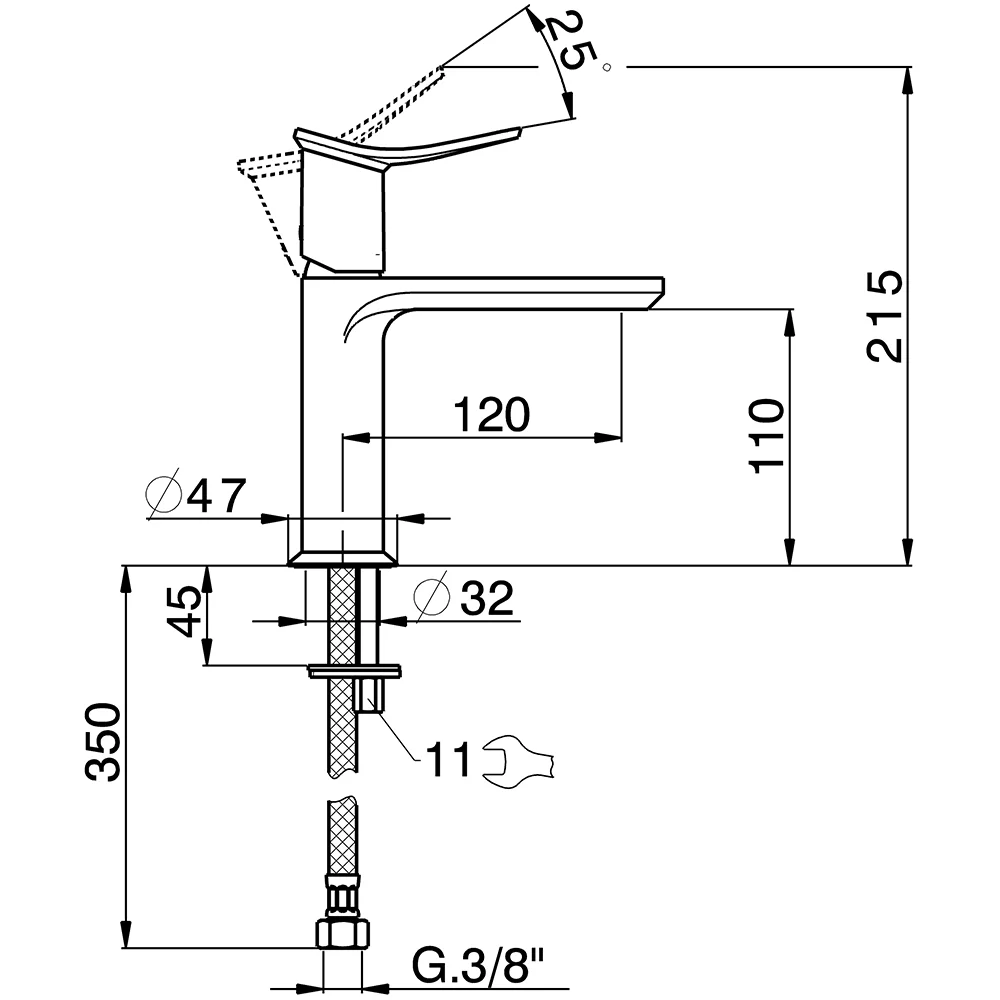 Смеситель для раковины Huber Harlock HK0005446T хром