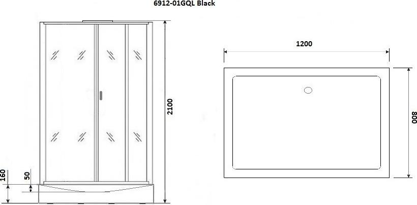 Душевая кабина Niagara Premium 69120134GQLBLACK 120х80х210 стекло тонированное