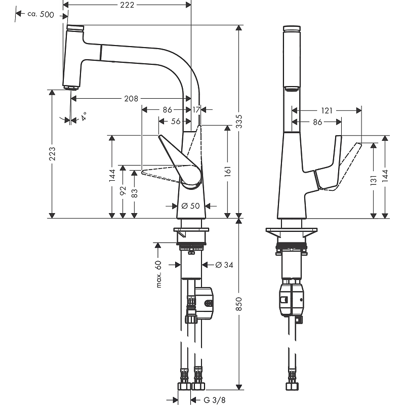 Смеситель для кухни Hansgrohe Talis Select S 72822000, хром