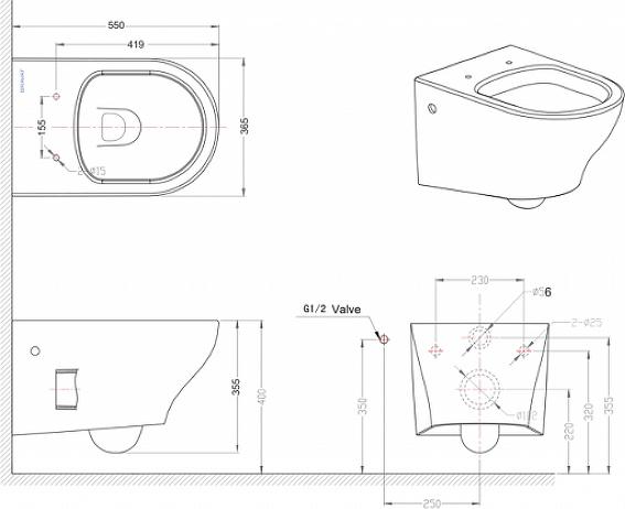 Подвесной унитаз Bravat Rael C01017UW-A-ENG с сиденьем микролифт, белый