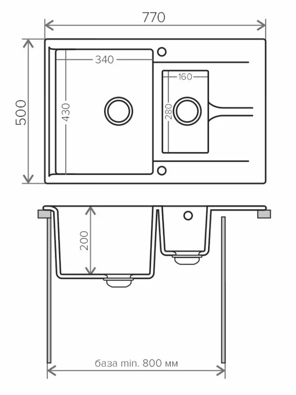 Кухонная мойка Polygran Brig Brig -770 черный №16 черный