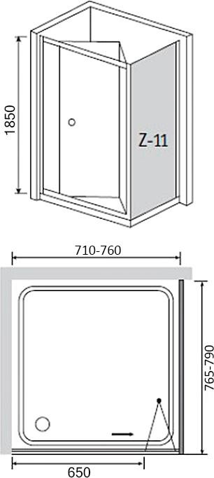 Душевой уголок RGW Classic CL-41 (710-760)x800x1850 профиль хром, стекло чистое