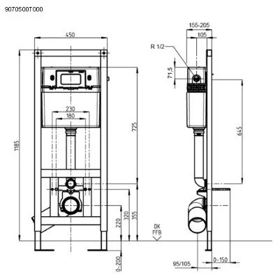 Инсталляция для унитаза Sanit 995N 90.725.00.T000, 118,5*45 см