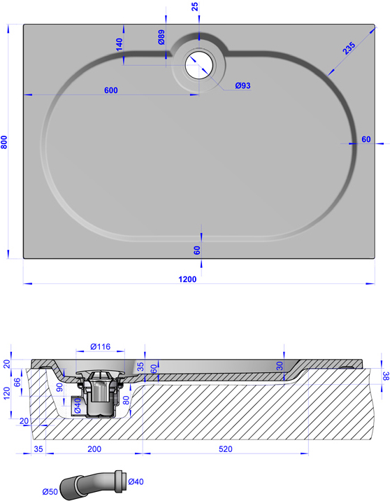 Поддон для душа GuteWetter Deluxe 120x80x2 Q терракот