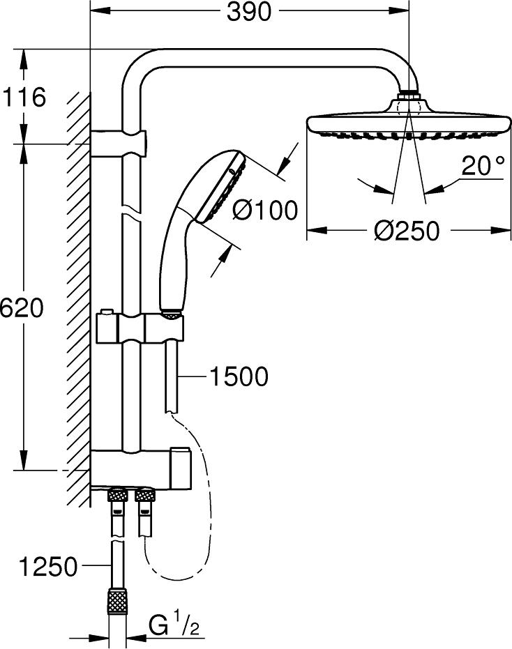 Душевая стойка Grohe Vitalio Start 26680000, хром