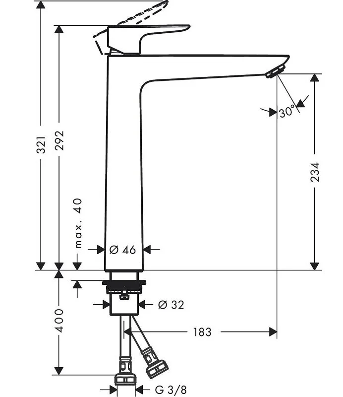 Смеситель для раковины Hansgrohe Talis E 71717670 черный