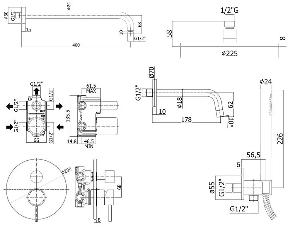 Душевая система Paffoni KIT LIG KITLIG019CR045 хром