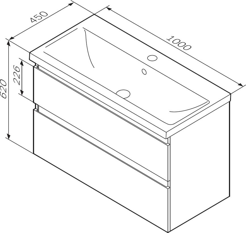 Тумба под раковину AM.PM X-Joy 100 см M85AFHX1002BM, черный матовый