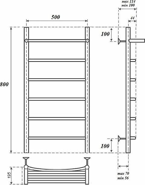 Полотенцесушитель электрический Point PN04158PE П5 500x800 с полкой левый/правый, хром