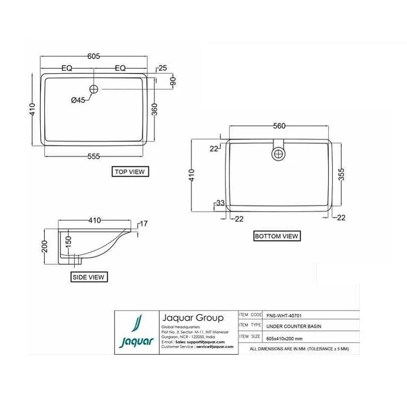 Раковина Jaquar Fonte FNS-WHT-40701 белый