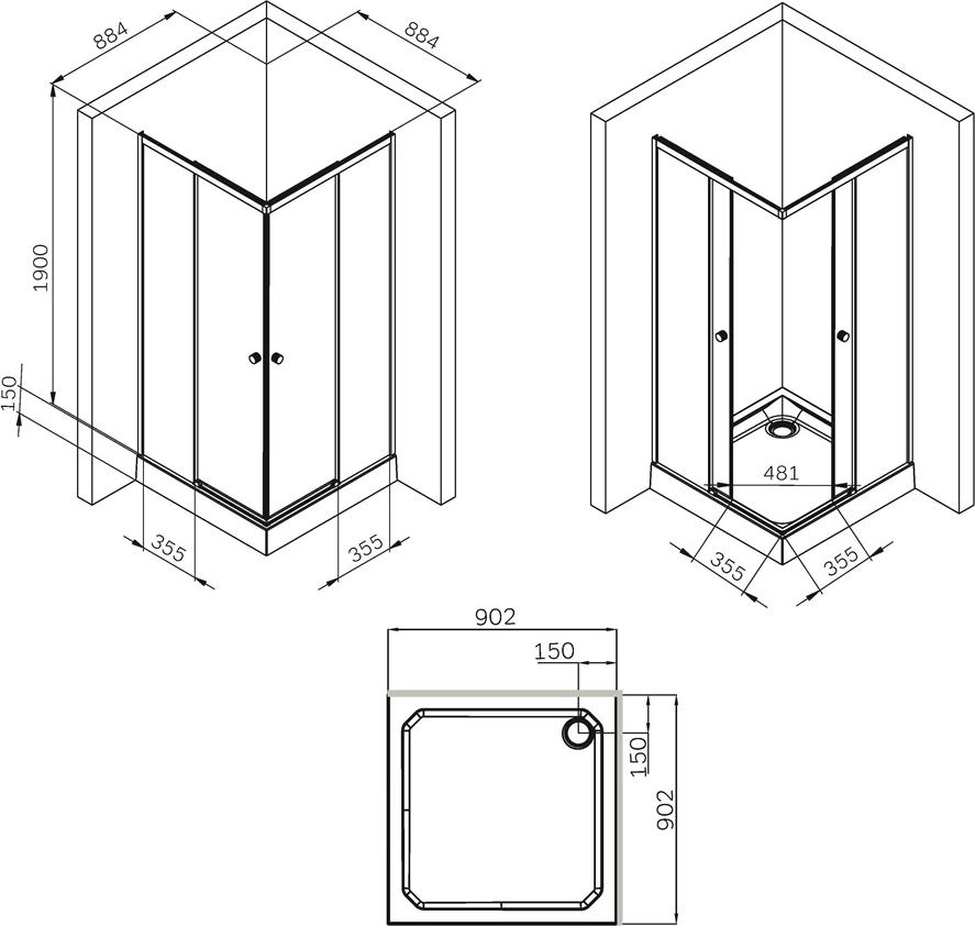 Душевой уголок AM.PM X-Joy 90х90 W94G-403-9090-МТ, хром