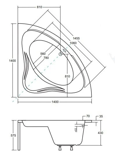 Акриловая ванна Besco Mia 140х140 WAM-140-NS белый