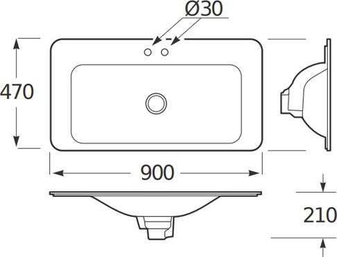 Раковина встраиваемая 90 см Armani / Roca Baia 7.3270.C.0R3.2, greige