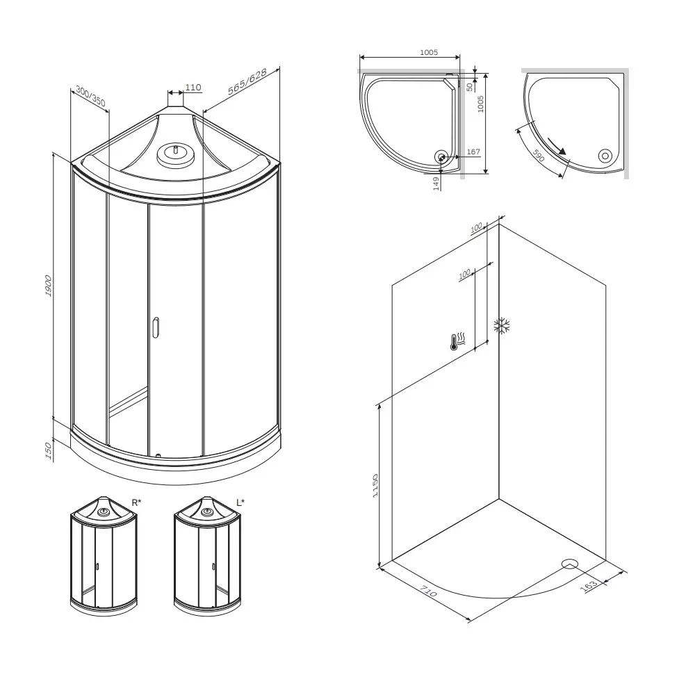 Душевая кабина AM.PM X-Joy 100x100 см W88C-401-100WT, белый прозрачный