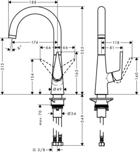 Смеситель Hansgrohe Talis S 220 72814000 для кухонной мойки, хром