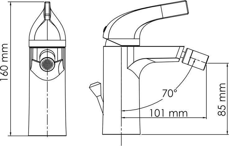 Смеситель для биде WasserKraft Sauer 7106, глянцевое золото