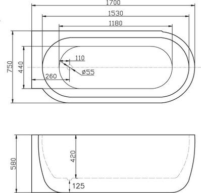 Акриловая ванна BelBagno 170х75 BB11-1700R