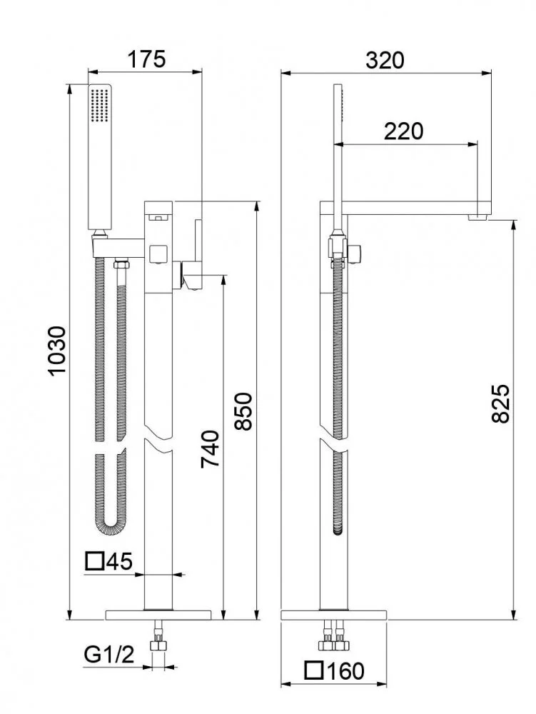 Смеситель для ванны с душем Fiore 100NN8554 черный