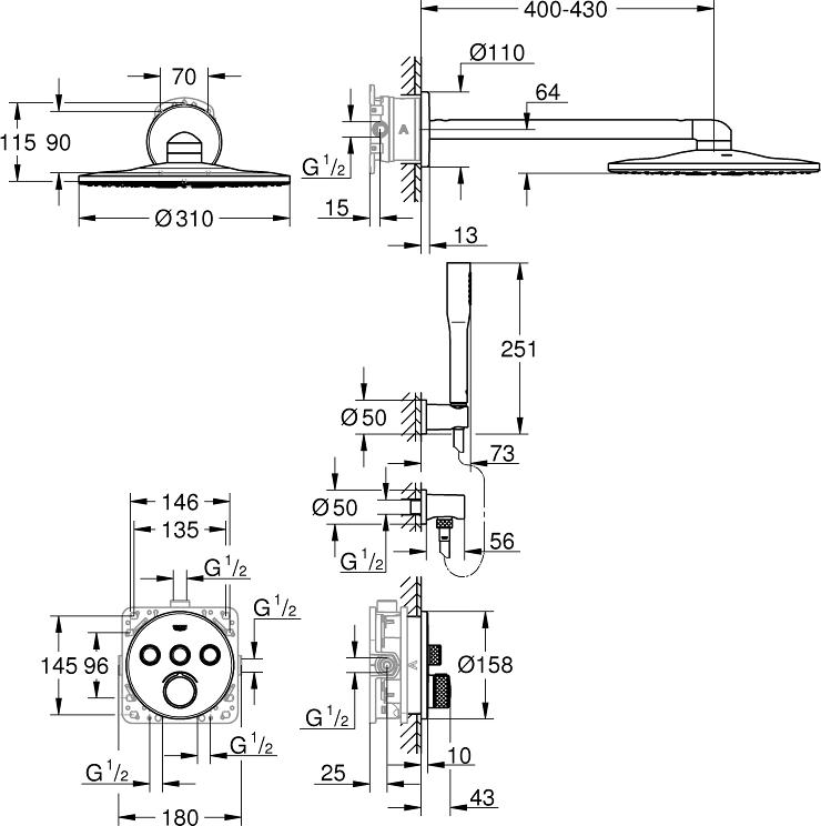 Душевой гарнитур Grohe SmartControl Mixer 34709000