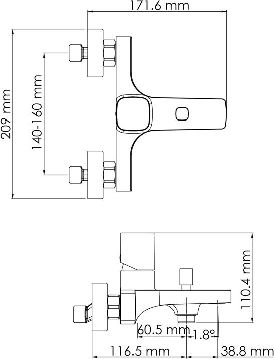 Смеситель для ванны с душем WasserKRAFT Naab 8601, хром