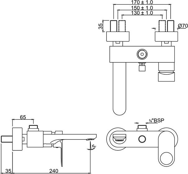 Смеситель для ванны и душа Jaquar Ornamix Prime ORP-CHR-10115PM, хром