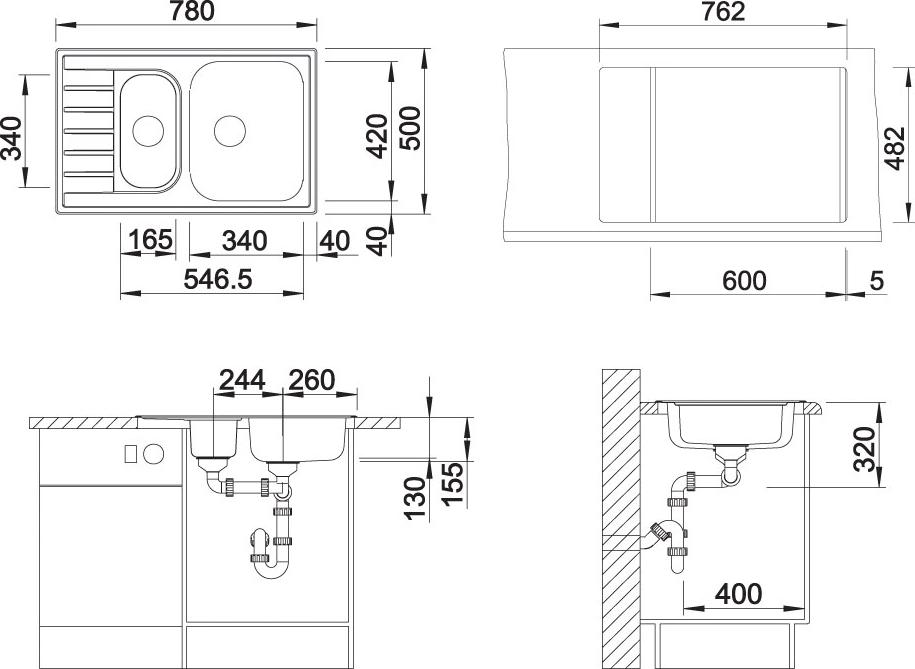 Кухонная мойка Blanco Livit 6S Compact сталь