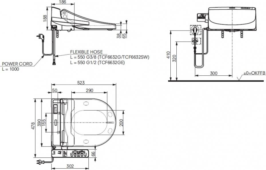 Подвесной унитаз TOTO MH Washlet EK 2.0 CW162Y#XW с сиденьем с функцией биде TCF6632G#NW1