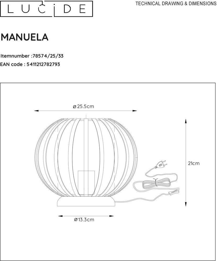 Настольная лампа Lucide Manuela 78574/25/33