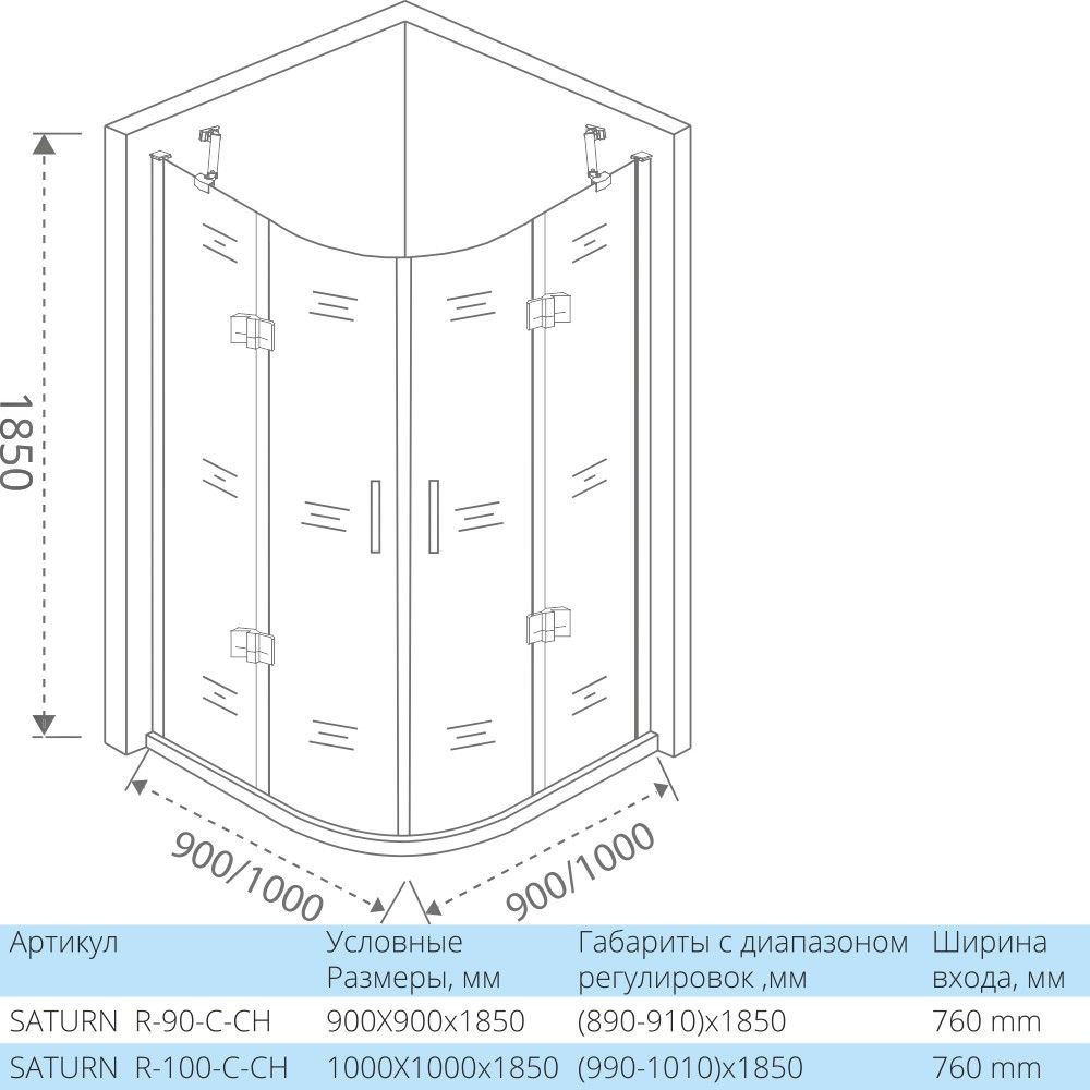 Душевой уголок 100х100 см Good Door Saturn R-100-C-CH СА00013 стекло прозрачное