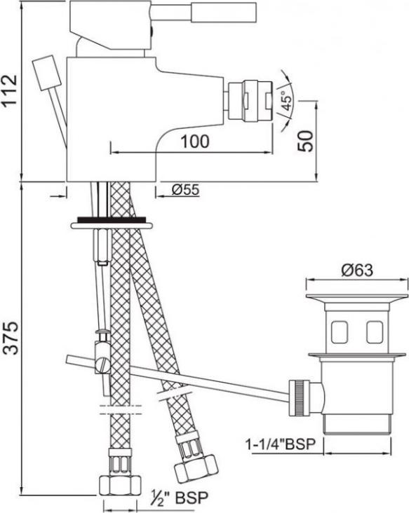 Смеситель для биде с донным клапаном Jaquar Solo SOL-CHR-6213B