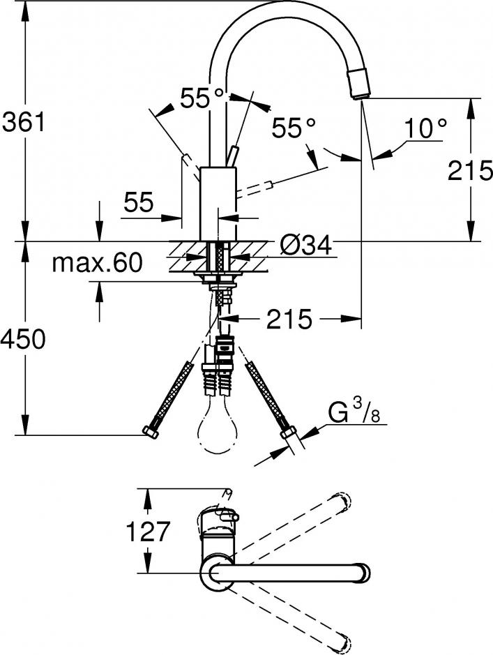 Комплект Кухонная мойка Grohe K700U 31574SD0 + Смеситель Grohe Concetto 32663001 для кухонной мойки