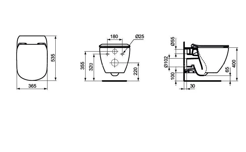 Подвесной унитаз безободковый Ideal Standard Tesi AquaBlade AK0001, сиденье микролифт, белый