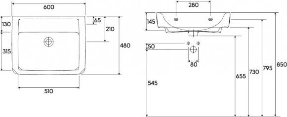 Раковина 60 см Geberit (Keramag) Renova Nr. 1 Plan 222263000, белый