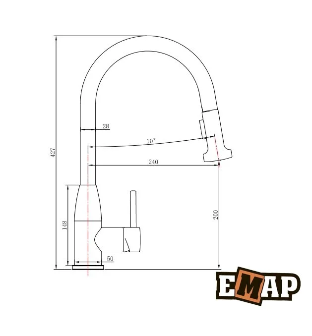 Смеситель для кухни Emar OL-8016 хром