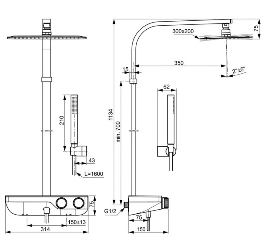 Душевая система Ideal Standard Ceratherm A7332AA хром, белый