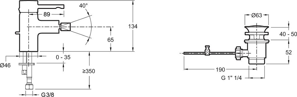 Смеситель Jacob Delafon Cuff E37045-CP для биде