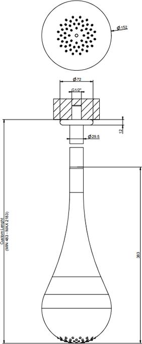 Верхний душ с кронштейном Gessi Goccia 33753#299, черный