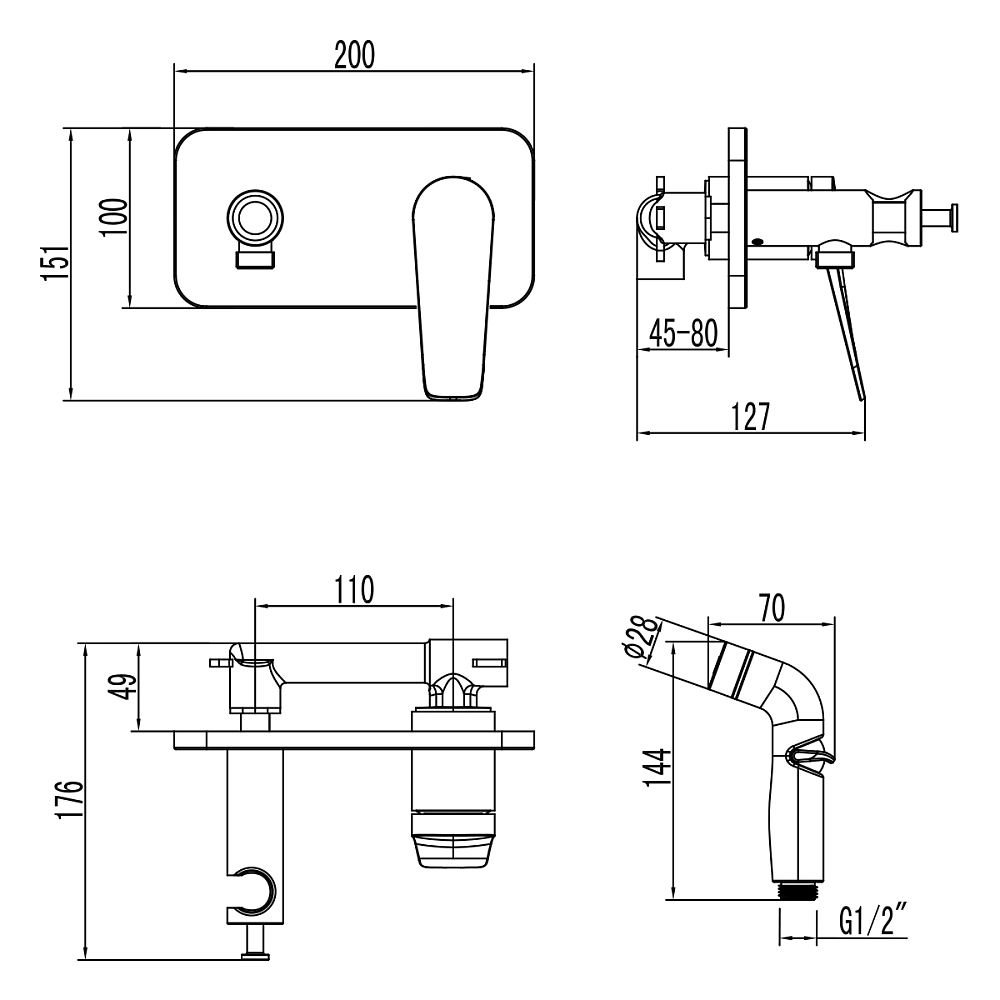 Душ гигиенический Lemark Bronx LM3720BL черный