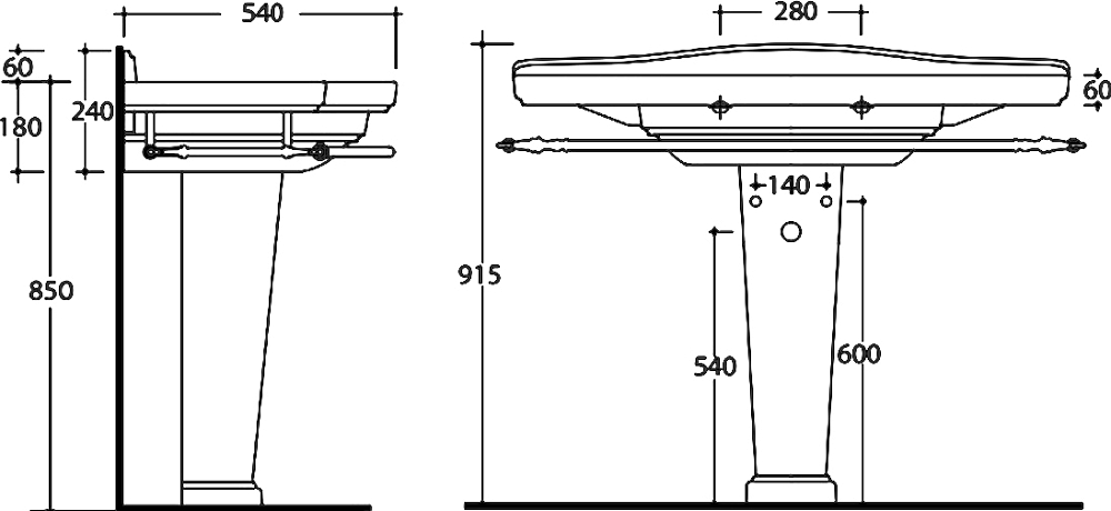 Раковина Galassia Ethos 8435М 110 см 1 отверстие