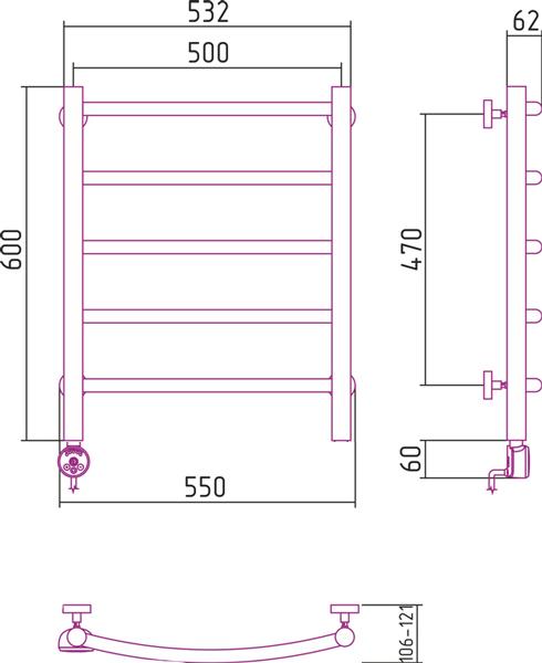 Полотенцесушитель электрический Сунержа Галант 60x50 L