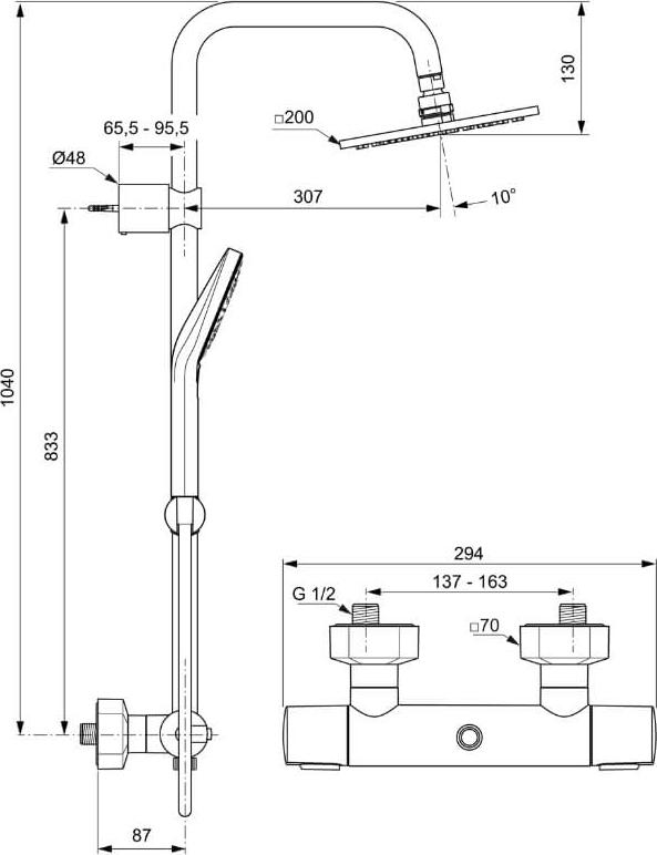 Душевая стойка Ideal Standard IdealRain Cube Evo A6985AA, хром