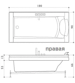 Акриловая ванна Jacuzzi Аура 9450-114A белый, черный