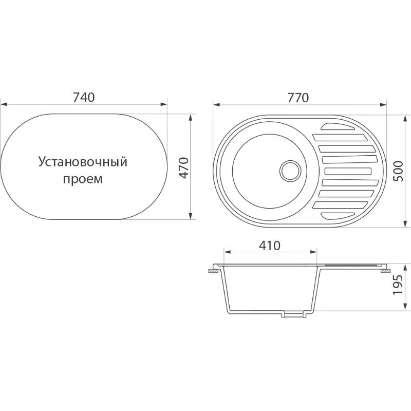 Кухонная мойка Domaci Бьелла DMC-18L-308 черная черный