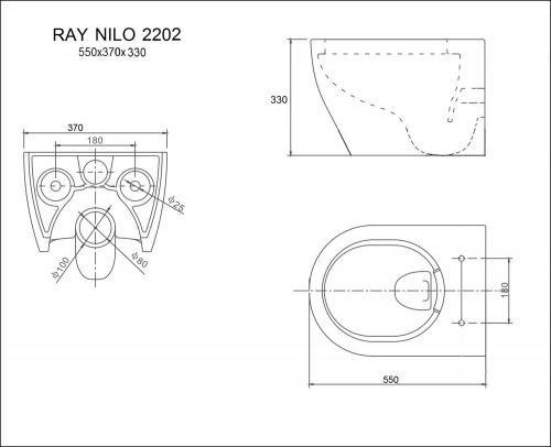 Унитаз подвесной NILO Rim Nilo2203 mat nero